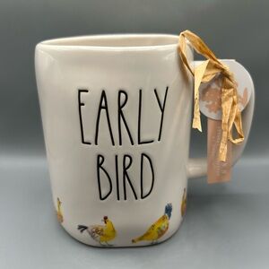 Rae Dunn Farmline EARLY BIRD Mug With Watercolor Chickens Farmhouse NEW